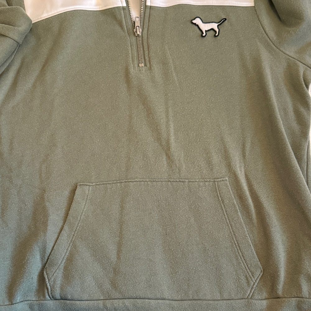 PINK Victoria's Secret Olive and White Pullover - Picture 4 of 5